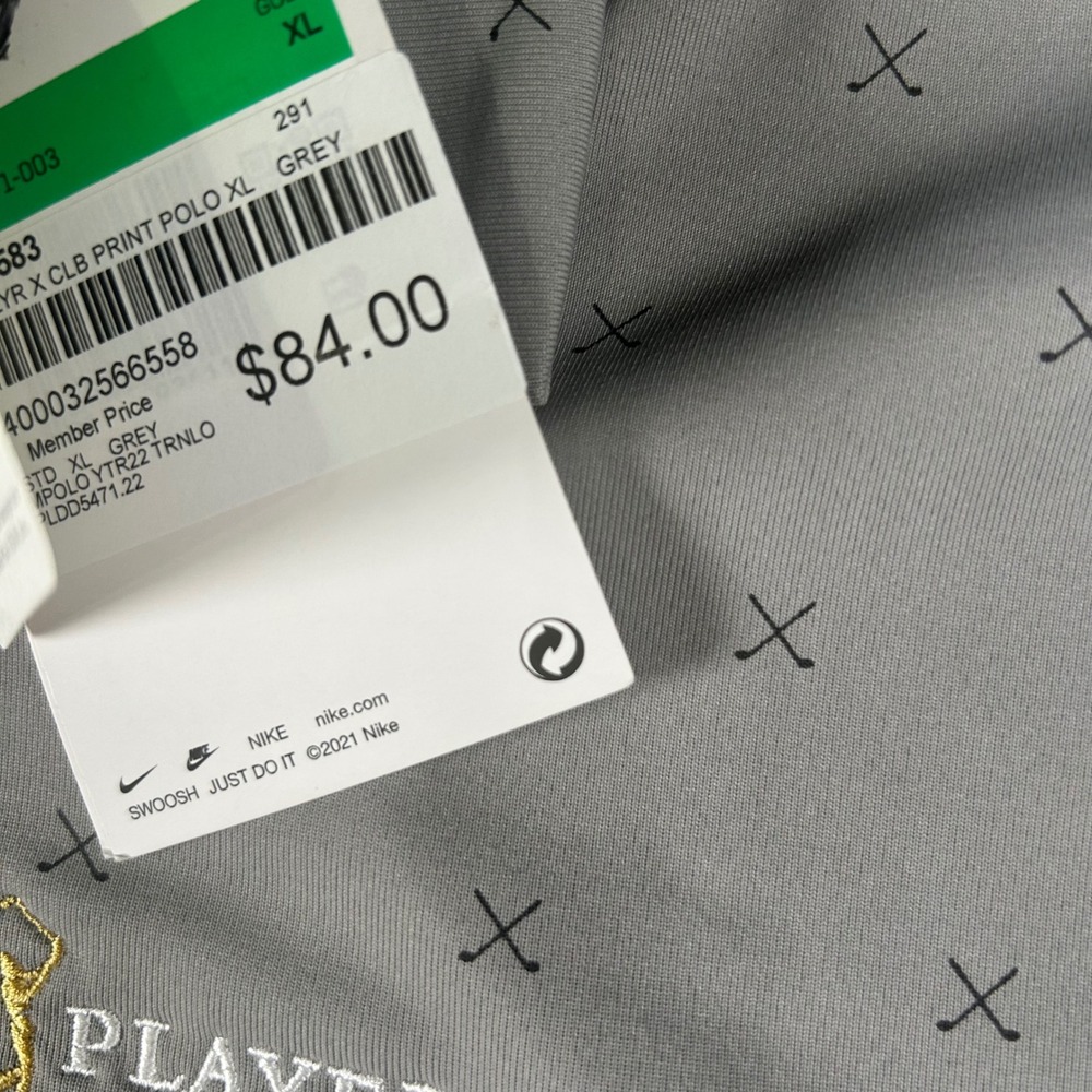 Nike Dri-FIT The Players Golf Polo Shirt Grey Crossed Clubs Print Mens XL New - Picture 3 of 7